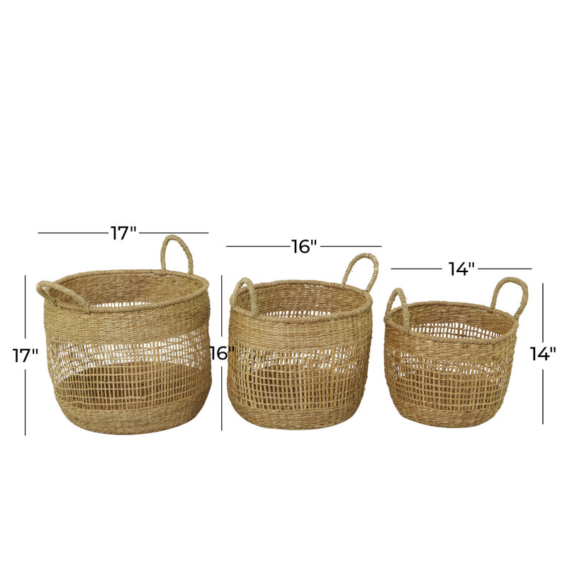Beachcrest Home 3 Piece Seagrass Basket Set & Reviews Wayfair